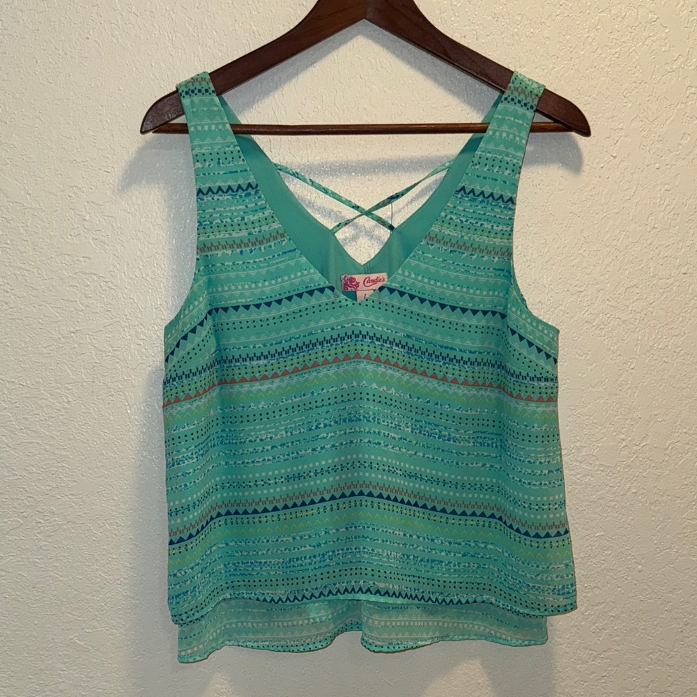 Candie's Teal Patterned Tank Top